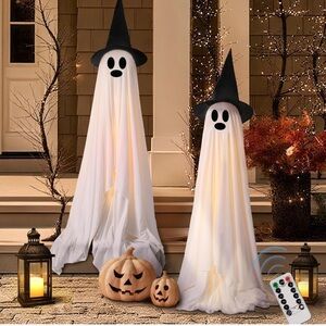 Set of 2 Build Your Own Tall Halloween Indoor/Outdoor LED Ghosts W/Light Strip